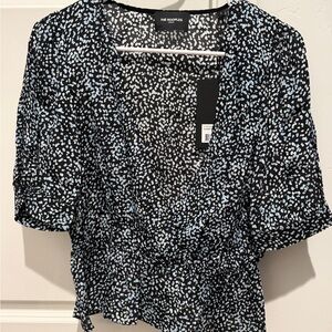 The Kooples Summer Dot Black and Light Blue Blouse